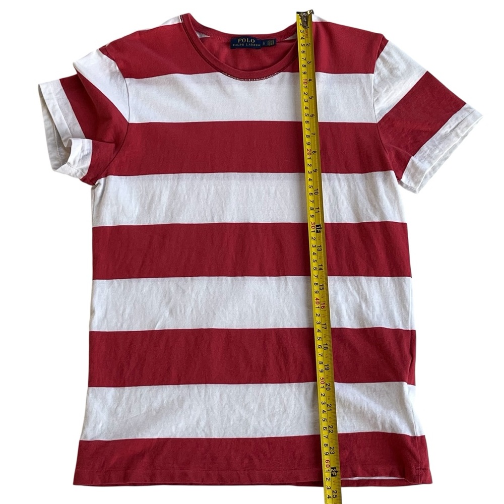 POLO RALPH LAUREN White Striped T Shirt Top Women’s Large - Picture 5 of 10
